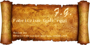 Fabriczius Györgyi névjegykártya