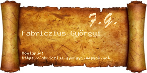 Fabriczius Györgyi névjegykártya